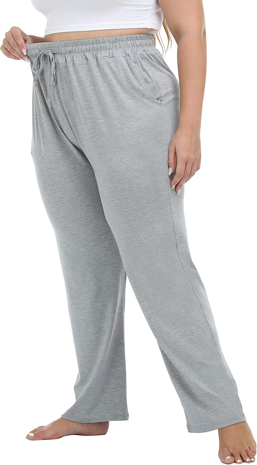 Women'S plus Size Comfy Lounge Pants Active Yoga Sweatpants Casual Stretchy Jogger Pants with Pockets Drawstring