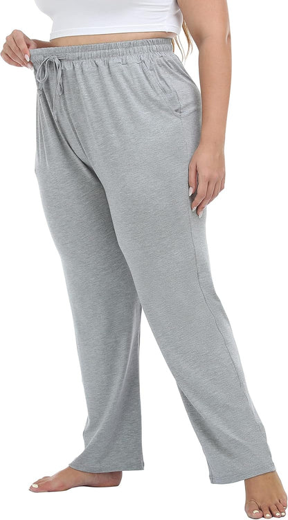 Women'S plus Size Comfy Lounge Pants Active Yoga Sweatpants Casual Stretchy Jogger Pants with Pockets Drawstring