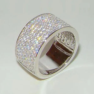 Trendy Micro Pave 143 Sparkling Diamond Rings Bridal Romantic Proposal Wedding Band Wide Rings for Women Jewelry