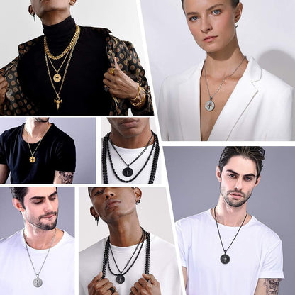 Cross of St Benedict Necklace Confirmation Cross Jesus Saint Black round Medal Medallion Pendant Catholic Christian Jewelry