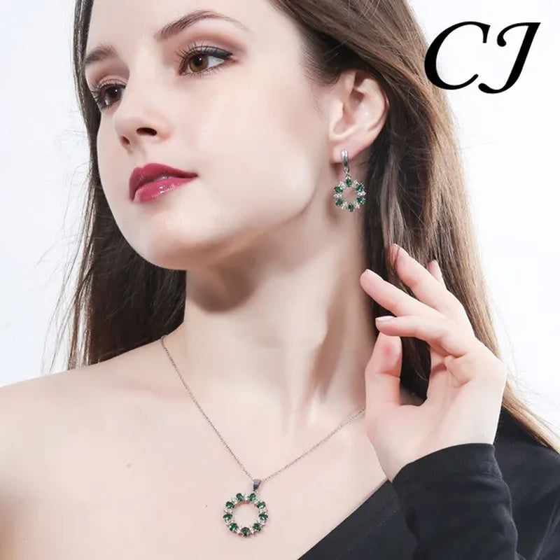 CANDICE Oval Yellow Platinum Plated Costume Party Jewelry Set Fashion Hollow Out Round Dangle Necklace Hoop Earrings with Silver Plated for Women Accessories