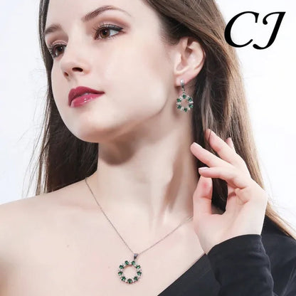 CANDICE Oval Yellow Platinum Plated Costume Party Jewelry Set Fashion Hollow Out Round Dangle Necklace Hoop Earrings with Silver Plated for Women Accessories