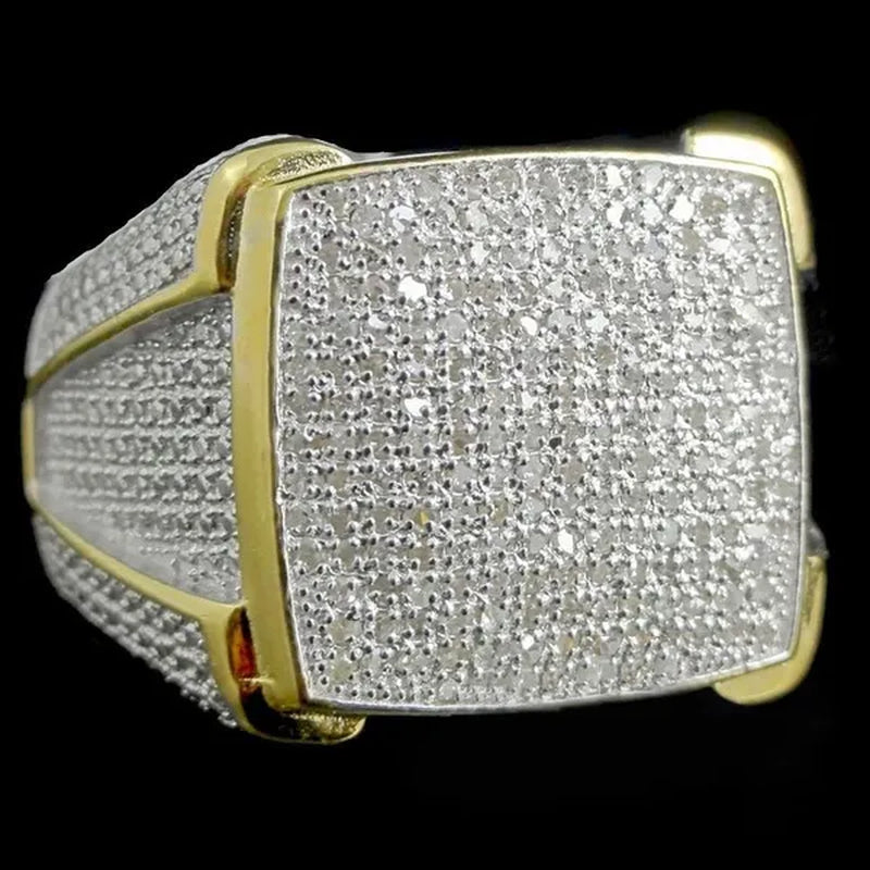 Cut Sim Diamond 14k Gold Plated 925 Silver Men's Pinky Band Wedding Ring