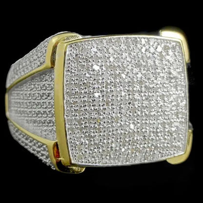 Cut Sim Diamond 14k Gold Plated 925 Silver Men's Pinky Band Wedding Ring