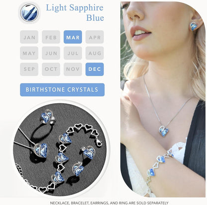 Necklaces for Women, Infinity Love Heart Pendant with Birthstone Crystals, Jewelry Gifts for Wife, Silver Plated 18 + 2 Inch Chain, Birthday or Chrismas Holiday Gift for Her, Mom, Girlfriends