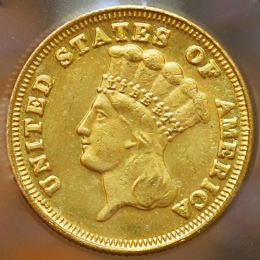 1875 Three Dollar Piece Indian Princess Gold Plate Coin - Uncirculated Masters Coins - WORLD TIME VISITS