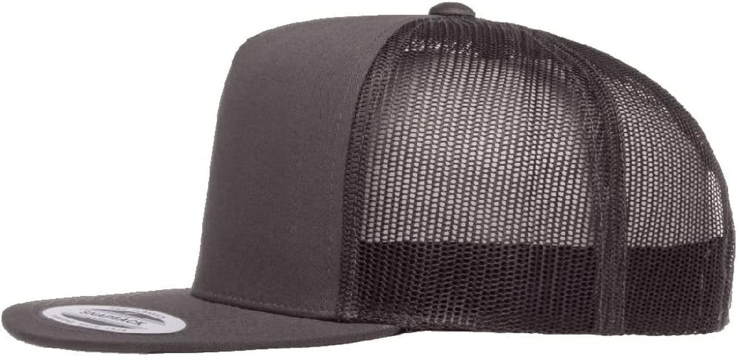 Yupoong 5-Panel YP Classic Trucker Cap | High Profile Flat Visor Snapback | OSFM | Bulk Packs Available
