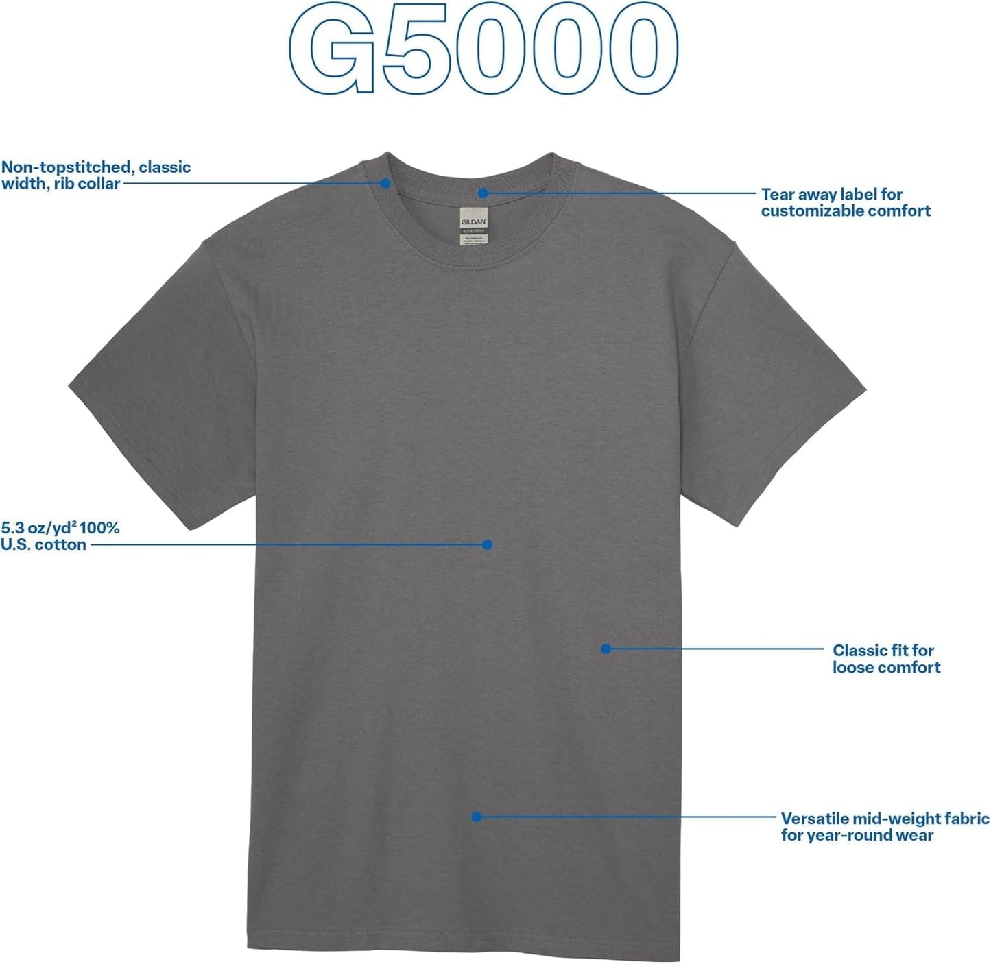 Unisex Adult Heavy Cotton T-Shirt, Style G5000, Multipack