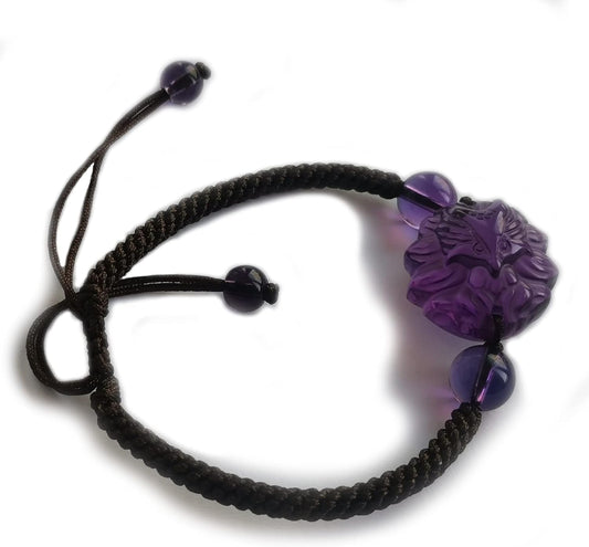 Beaded Bracelets,Protection Bracelets for Men Women，Feng Shui Bracelet Nine Tailed Fox Wealth Bracelet Natural Rose Quartz Citrine Quartz Bracelet Attract Romantic Love Metaphysical Jewelry,Amethyst,R - WORLD TIME VISITS
