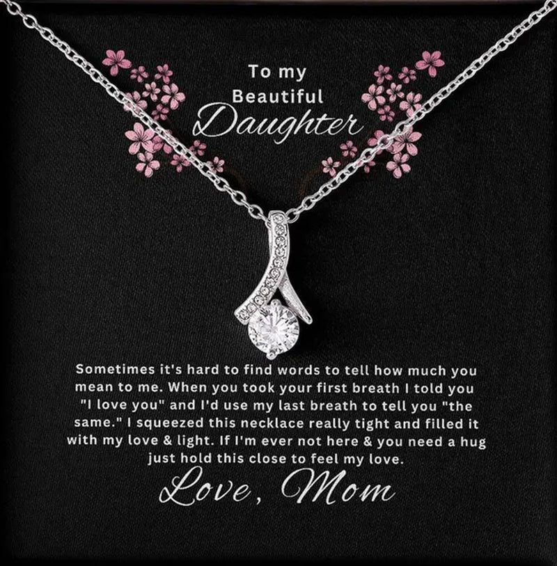 Beautiful Necklace to My Daughter Daughter Jewelry From Mom,S925 Sterling Silver Cubic Zirconia Alluring Necklace - WORLD TIME VISITS