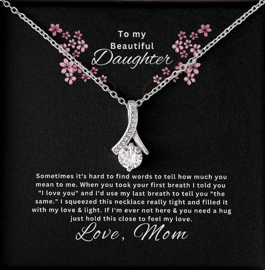 Beautiful Necklace to My Daughter Daughter Jewelry From Mom,S925 Sterling Silver Cubic Zirconia Alluring Necklace - WORLD TIME VISITS