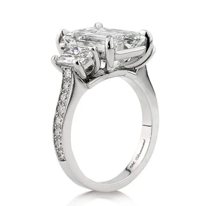Gorgeous Square Cut White Sapphire Rings for Women Party 925 Sterling Silver 2 Stone Crystal Side Stone Rings Proposal Fine Jewelry