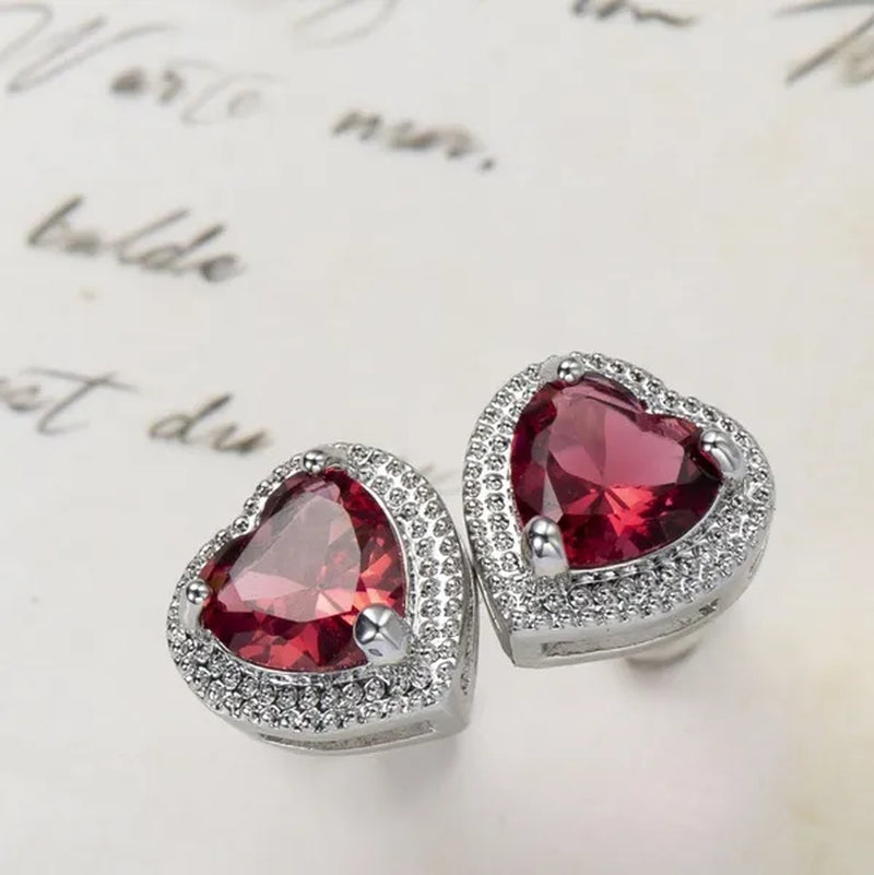 Authentic 925 Sterling Silver Women's Earrings, Ruby and Nut Earrings, Exquisite Wedding Gifts, Jewelry Gifts