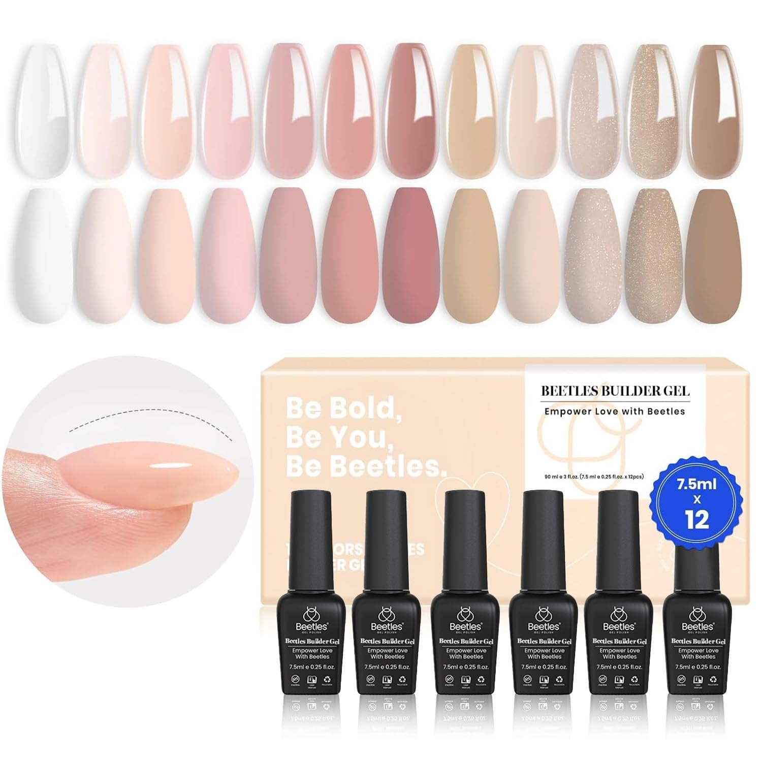 Beetles Builder Gel 12 Pcs, 8 - In - 1 Pink Rose Nude Gel Builder for Nails Beige White Colors Hard Gel Builder Extension Gel Nail Strengthener Nail Art Design Summer Gifts for Women - WORLD TIME VISITS