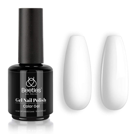 Beetles Gel Nail Polish, 1 Pcs 15Ml White Color Soak off Gel Polish Nail Art Manicure Salon DIY Gel Nail Design Decoration at Home Nail Lamp Needed Nails Manicure Kit Gift - WORLD TIME VISITS