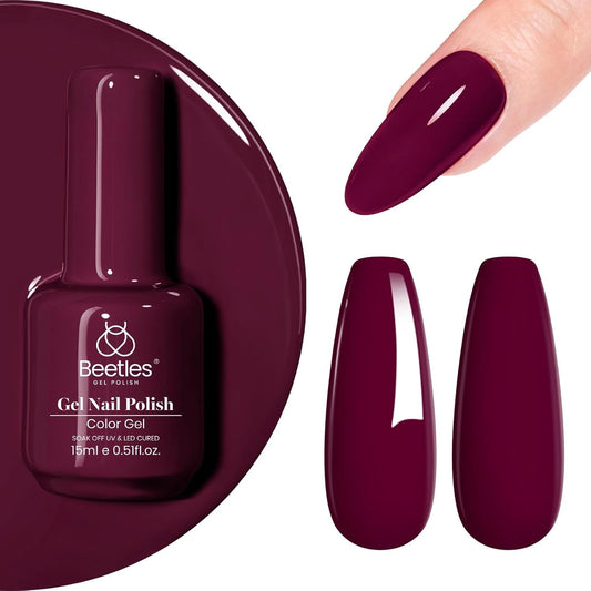 Beetles Gel Nail Polish 15 Ml Dark Red Gel Polish Cherry Wine Color Soak off LED UV Lamp Gel Polish DIY Decoration Manicure Art Design Salon Mellow Plum Gel Polish for Women - WORLD TIME VISITS