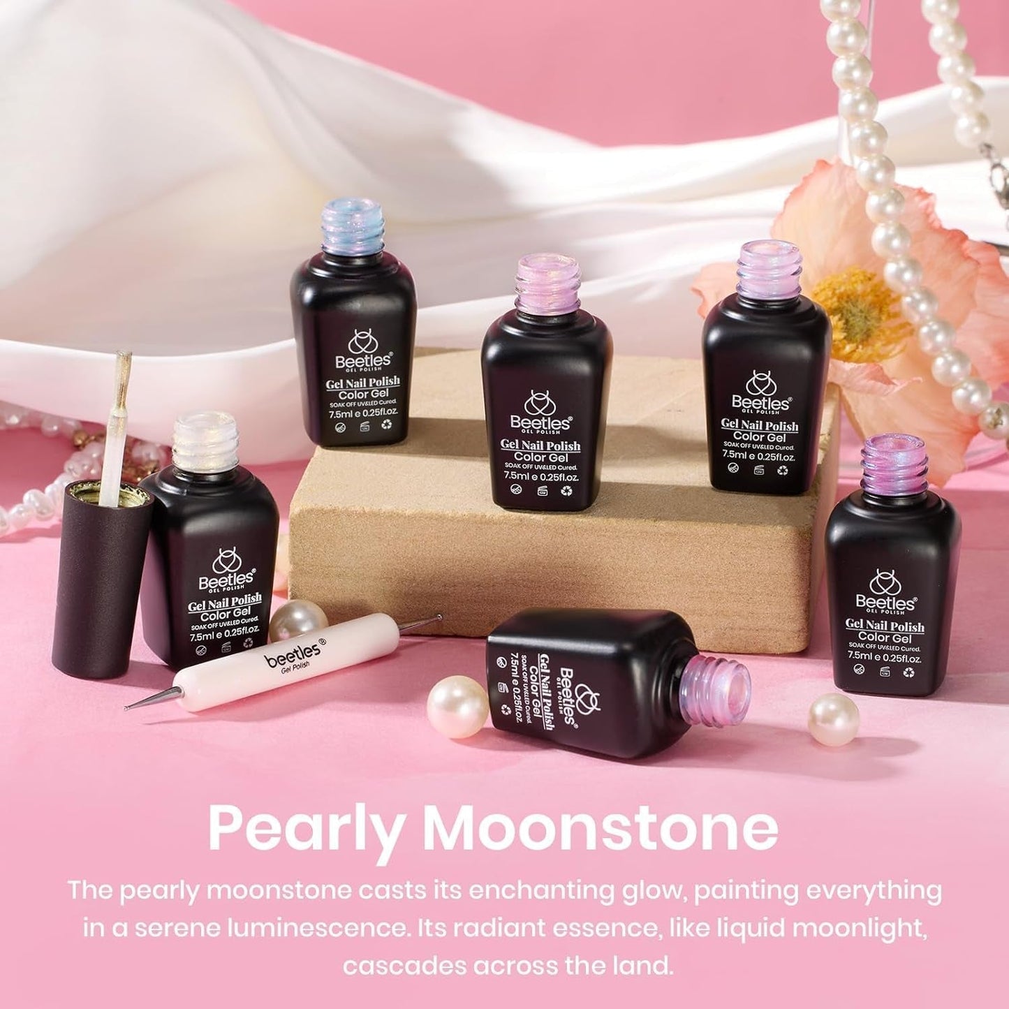 Beetles Pearl Gel Nail Polish, 6 Colors Shimmer Pearl White Pink Purple Mermaid Nail Drawing Summer Gel Polish Soak off Uv Led Gel Polish Swirl Shell Thread Effect DIY Manicure Gift for Girls Women - WORLD TIME VISITS