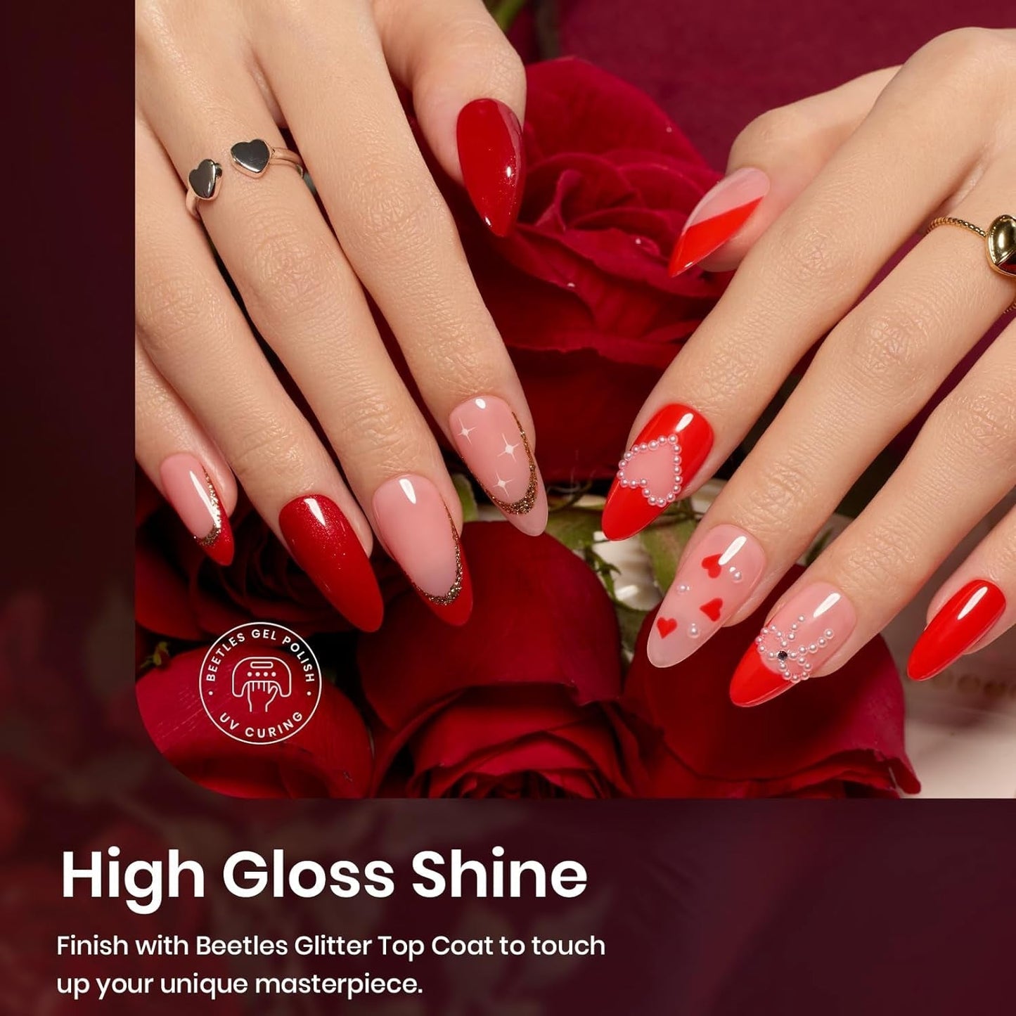 Beetles Red Gel Nail Polish Set, Caramel Collection Burgundy Red Brown Gel Nail Polish Kit 6 Colors Summer Gel Polish Nail Gel Soak off Nail Uv Lamp Manicure Gifts for Women Grils