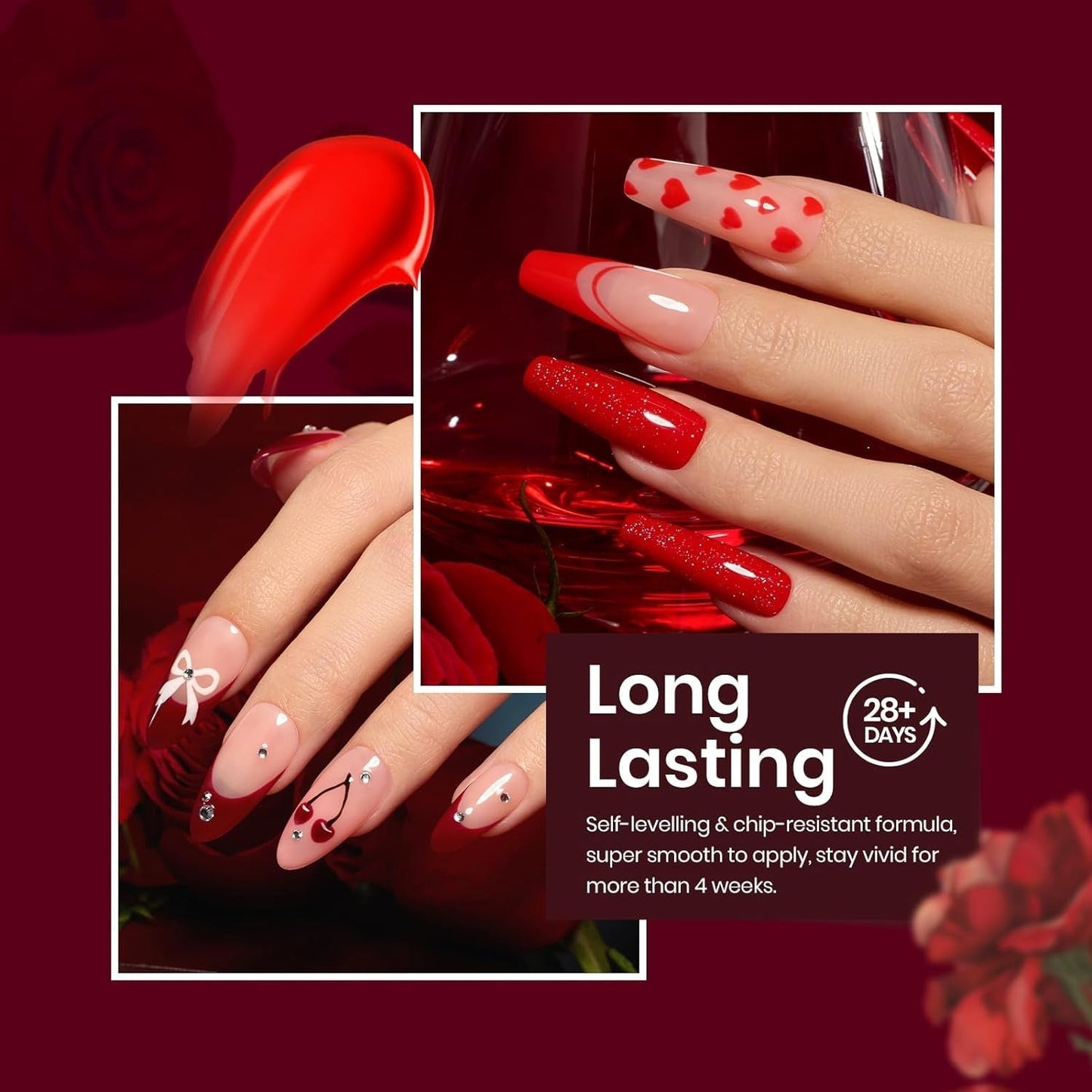 Beetles Red Gel Nail Polish Set, Caramel Collection Burgundy Red Brown Gel Nail Polish Kit 6 Colors Summer Gel Polish Nail Gel Soak off Nail Uv Lamp Manicure Gifts for Women Grils - WORLD TIME VISITS