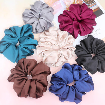 Big Scrunchies for Women Thick Hair, Premium Satin Softer than Silk, XL 6 Inch Extra Large Scrunchy Elastic Hair Bands Accessories, 6 Pack, Neutral