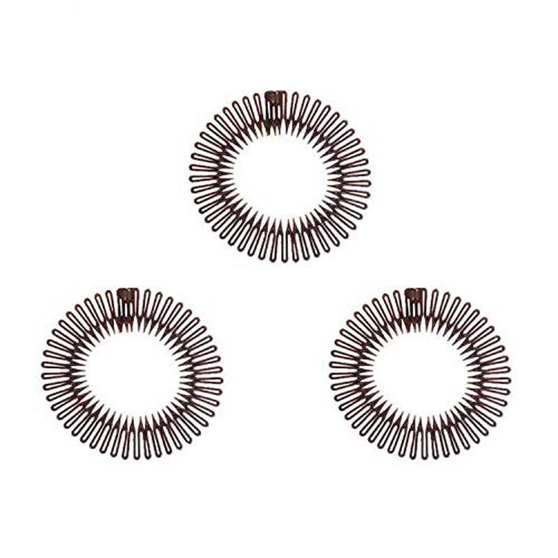 3Pieces Flexible Plastic Circular Stretch Hair Combs, Headband Hairband Holder for Women Girls