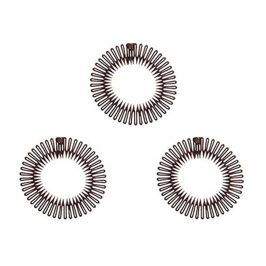 3Pieces Flexible Plastic Circular Stretch Hair Combs, Headband Hairband Holder for Women Girls