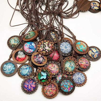 Bezel Pendant Trays round Wooden and Glass Cabochon round Clear Dome for DIY Crafting Photo Jewelry Making