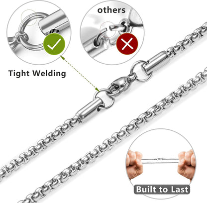 2 Pcs Cross Necklace for Men Boys,Stainless Steel Pendant Silver Black Gold Crosses Chain Jewelry Gifts Box 16-30 Inches