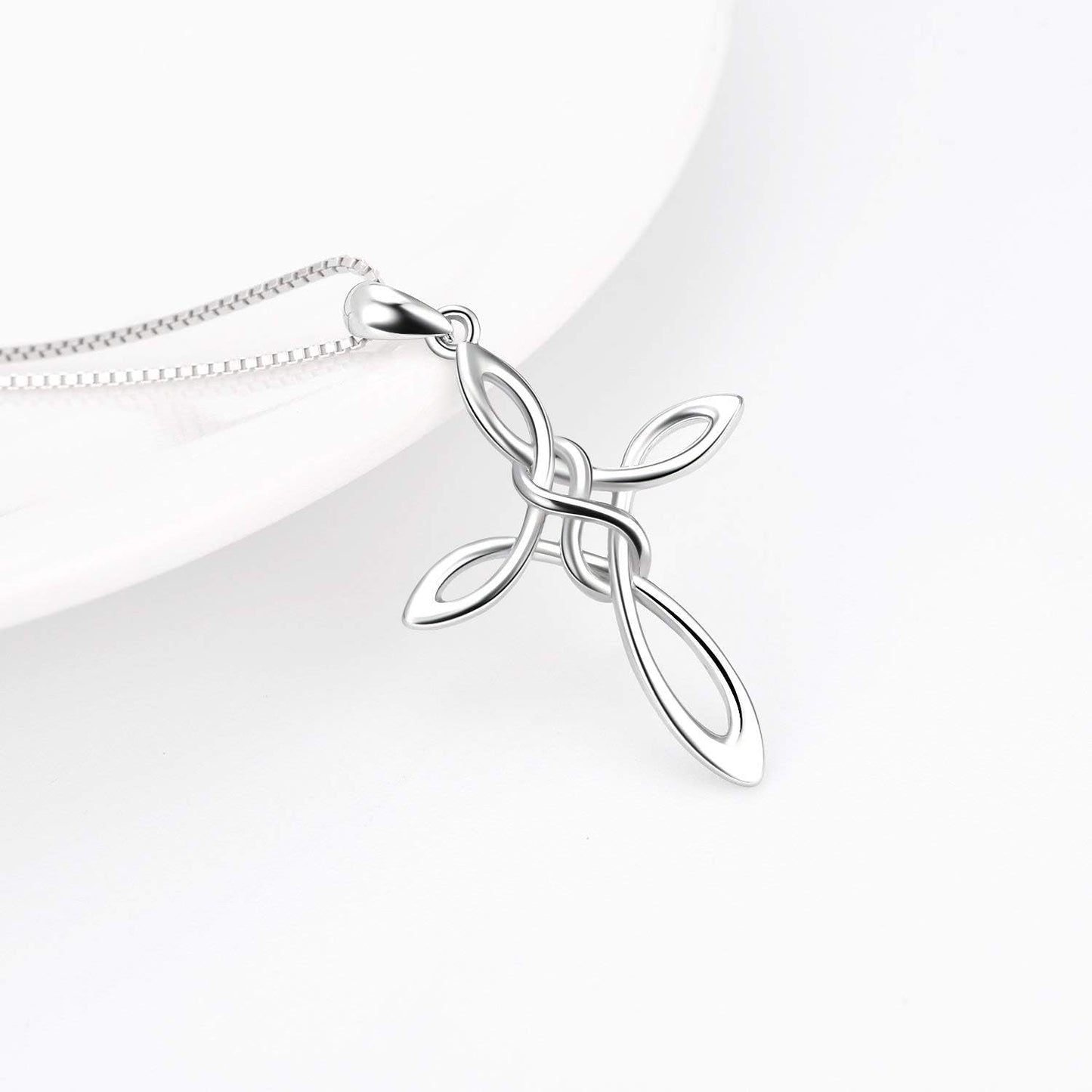 Celtic Knot Cross Necklace Sterling Silver Birthstone Polished Religious Infinity Celtics Jewelry Gifts for Women