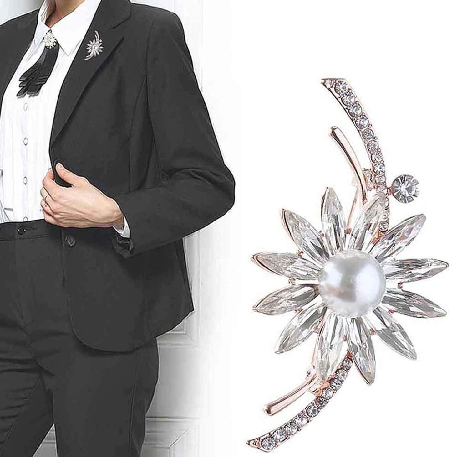 Brooch Flower Shape Rhinestone Design Alloy Fashion Clothes Brooch Pin for Party,Vintage Fashion Brooch Pins for Women Teen Girls Crafts Gift