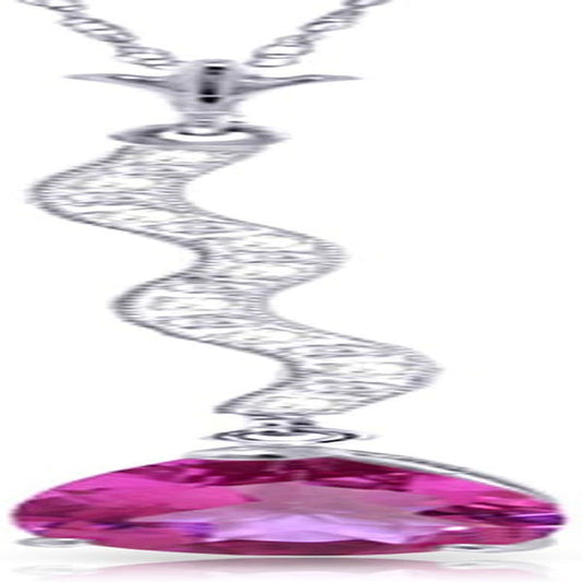 1.79 CTW 14K Solid White Gold Necklace with Natural Diamonds and Pear-Shaped Pink Topaz
