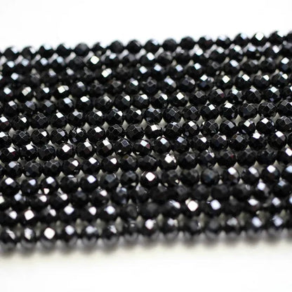 Natural 4mm black spinel faceted round loose beads for jewelry necklace DIY design or gift