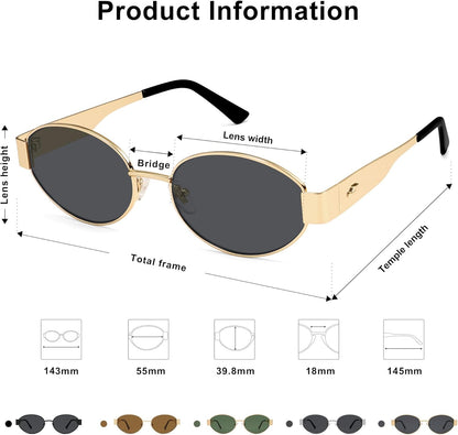 Retro Oval Sunglasses for Women Trendy Sun Glasses Classic Shades UV400 Protection SJ1217