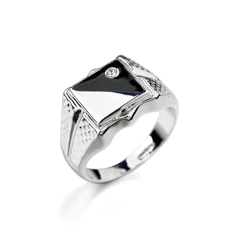 Men Exquiste 925 Sterling Silver Black and White Diamond Rings