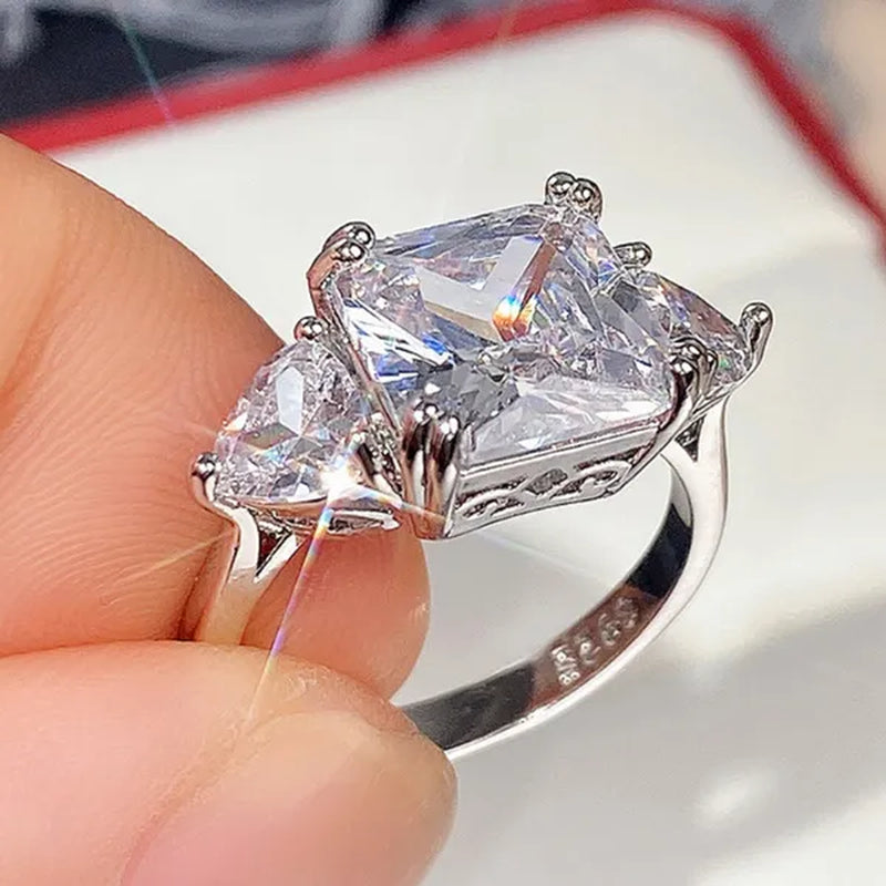3 Style High Quality Silver Plated 4 Prong Setting Square Cut Citrine Gemstone Vice Stone AAA Zircon Rings for Women Wedding Ring