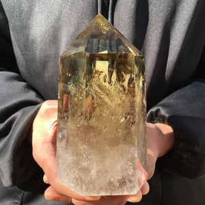 700g/800g/1000g Natural Large Size Clear Citrine Tower Points Smoky Citrine Quartz Crystal Healing Wand for Decoration