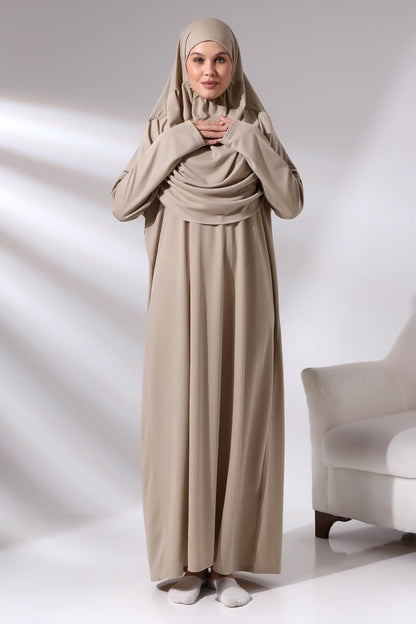 Muslim Dresses for Women, One-Piece Prayer Dress & Prayer Rug & Beads, Islamic Gift Set for Eid Ramadan