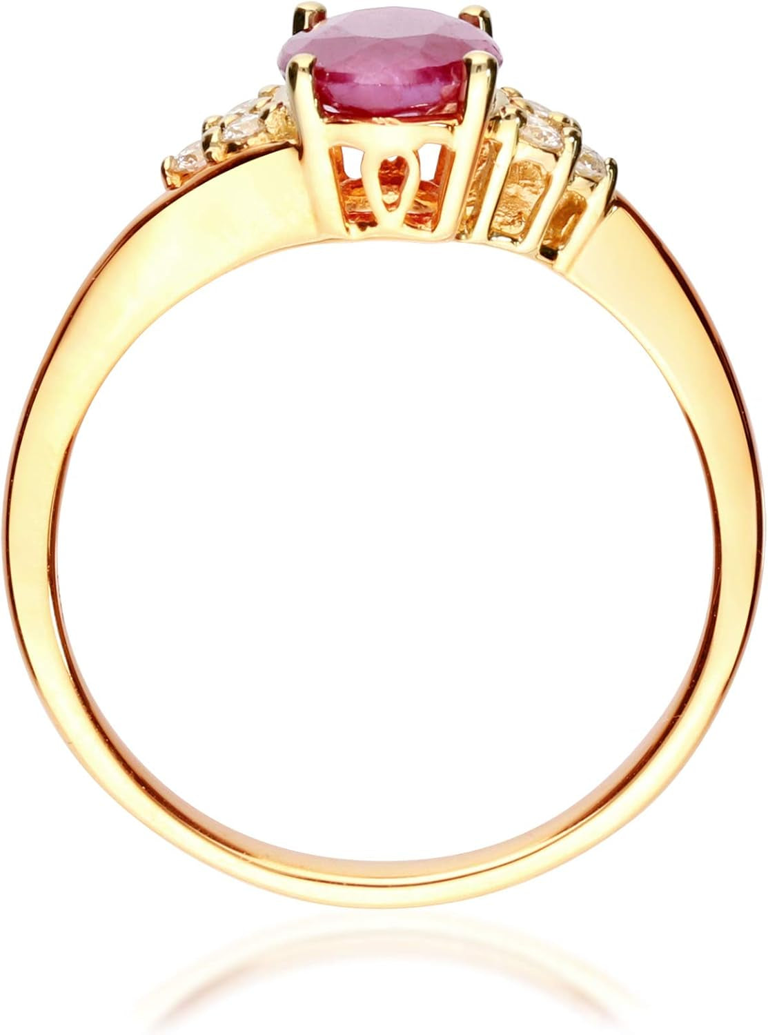 10K Yellow Gold Genuine Ruby & Diamond (I1,I2) (Size 10) Propose Promise Ring for Women