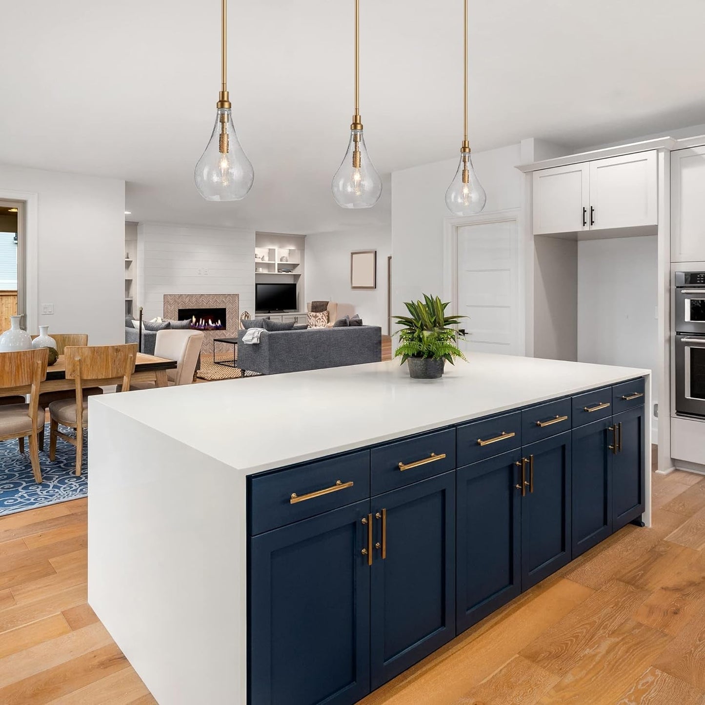 Gold Glass Pendant Lighting for Kitchen Island, Bedroom, Dining Room, Entryway, Sink, Breakfast Nook