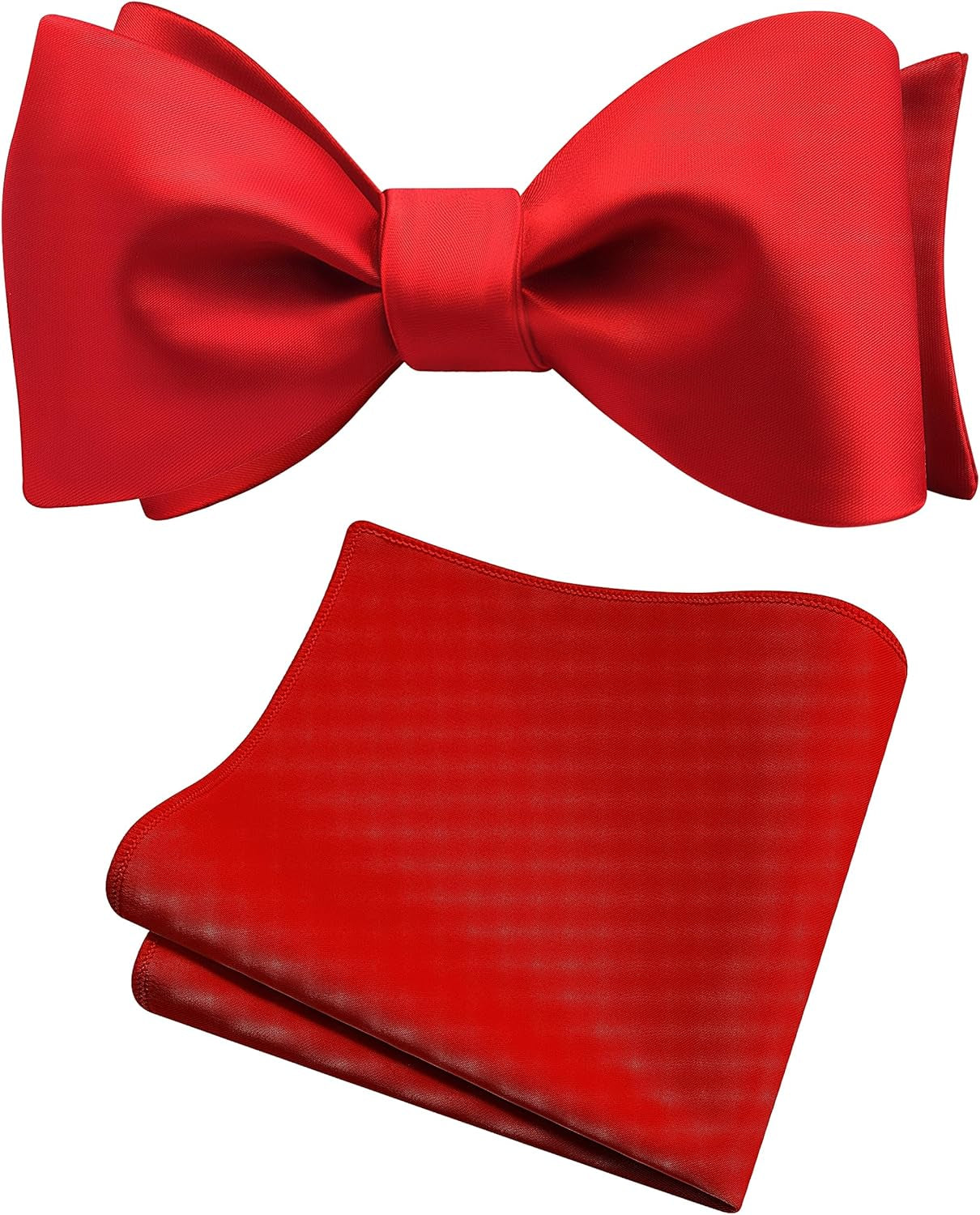 Mens Solid Color Bowties Self Tie Bow Tie Handkerchief for Men Satin Bowtie Pocket Square Set - WORLD TIME VISITS