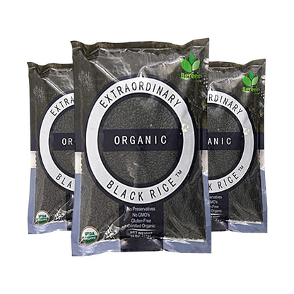 Bgreen Organic Black Rice Pack of 3 Non - Gmo Kosher Gluten Free 3 Lbs - WORLD TIME VISITS