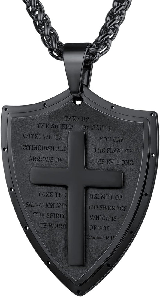 Bible Verse Necklace for Men Women, Armor of God Necklace, Dog Tags Pendant Stainless Steel Inspirational Necklaces for Teens - WORLD TIME VISITS