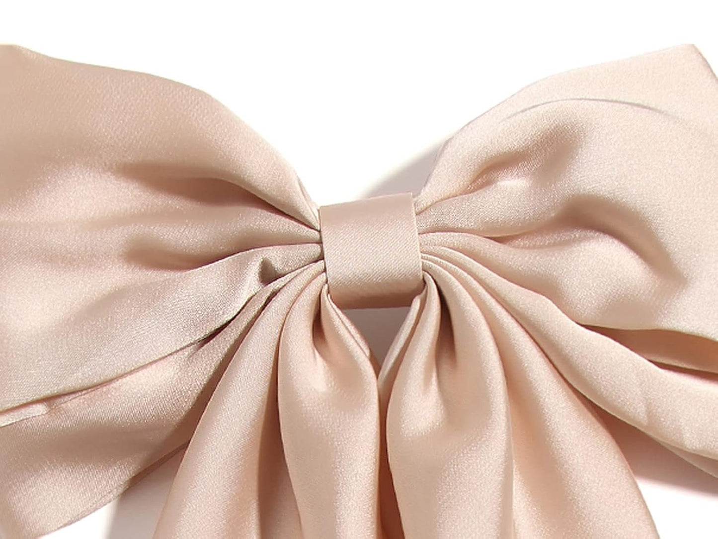 Big Bow Barrettes and Satin Hair Pins with Long Ribbon Tails - Party and Casual Hair Accessories for Women and Girls in Apricot