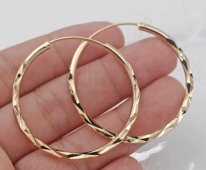 BIG Dia. 1.4" Hoop Geometry Concave & Circle Women Party Hollow Bohemis Gold Plated Earrings