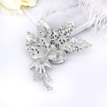 Big Large Brooch Pin Austrian Crystal Leaf Shape Bouquet Rhinestone Scarf Decoration Wreath Cloth Brooches Pins for Women Girls