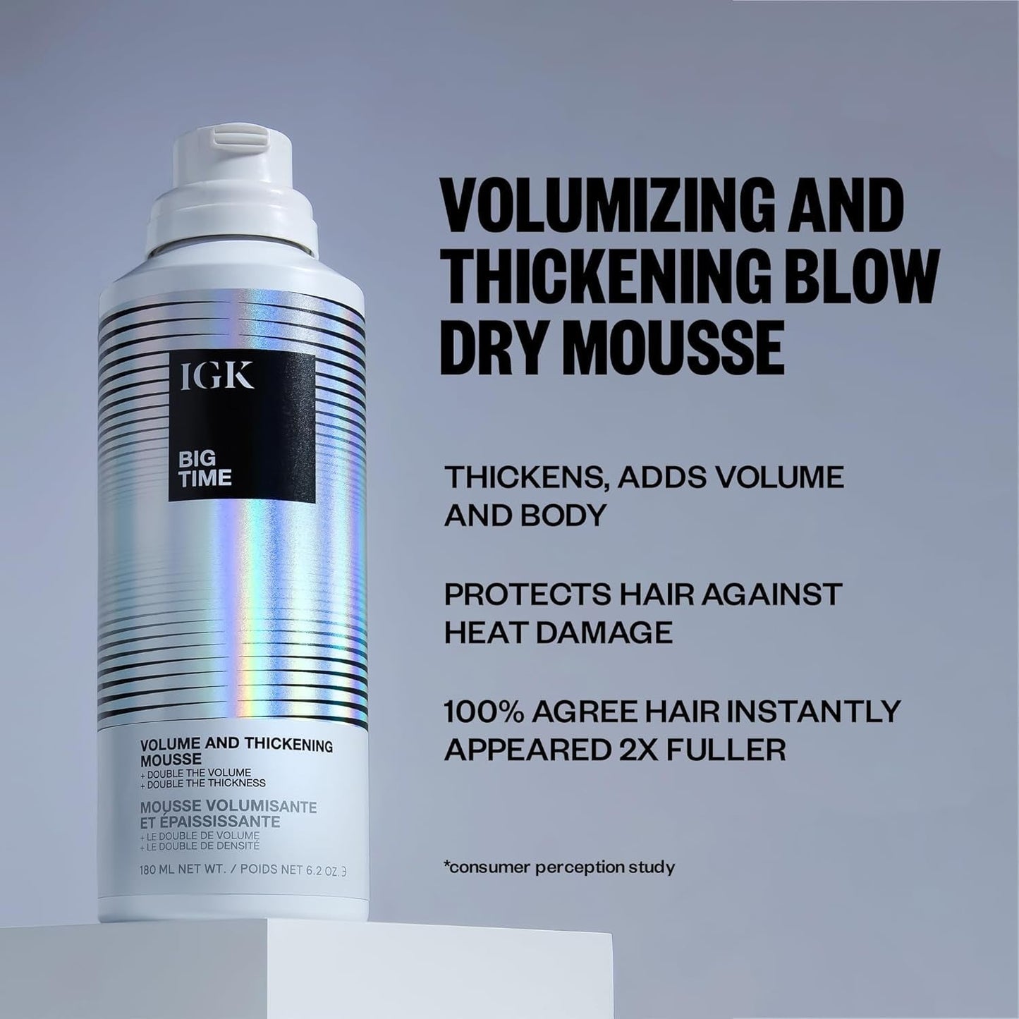 Big Time Volume Hair Mousse | Volume + Thickening + Lightweight Formula | 6.2 Oz - WORLD TIME VISITS