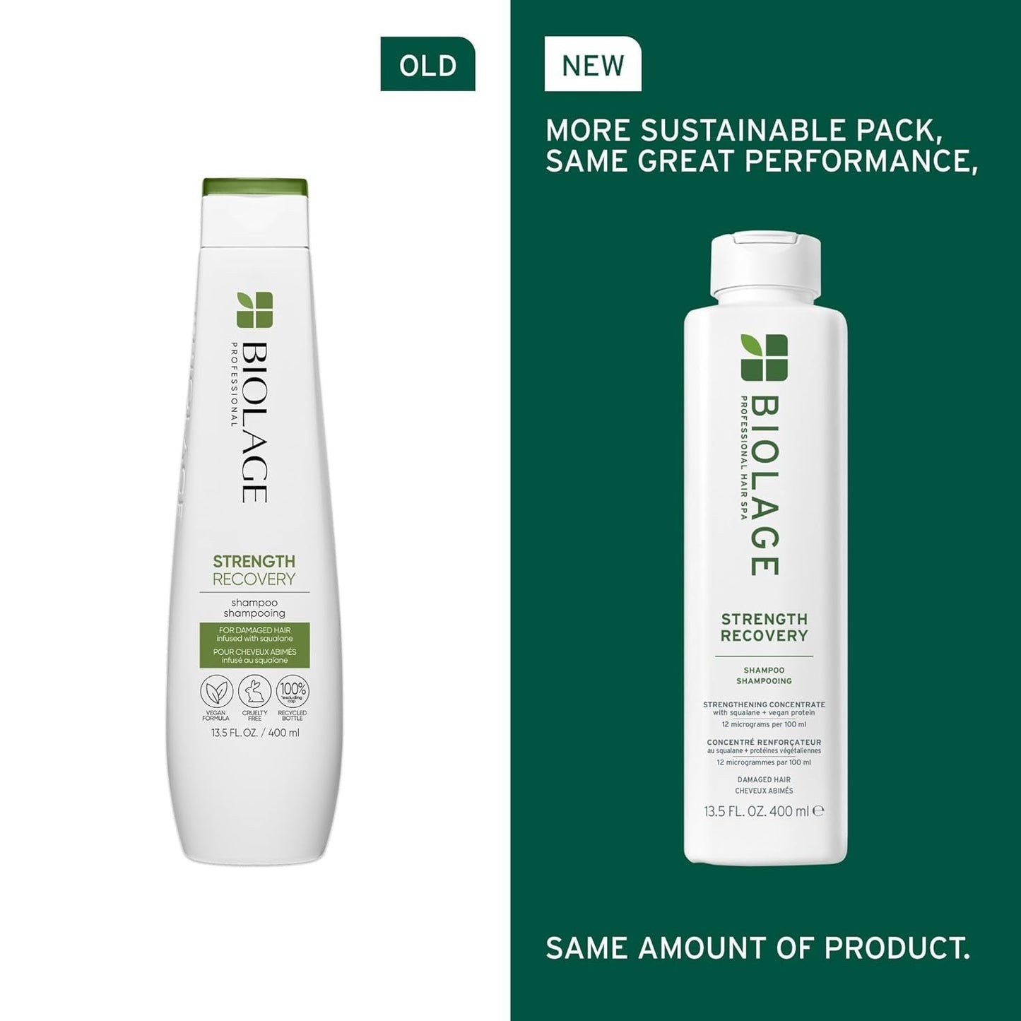 Biolage Strength Recovery Shampoo - Reduces Breakage & Detangles, for Damaged Hair, with Olive Squalane & Vegan Proteins, Paraben & Mineral Oil - Free, Packaging May Vary - WORLD TIME VISITS