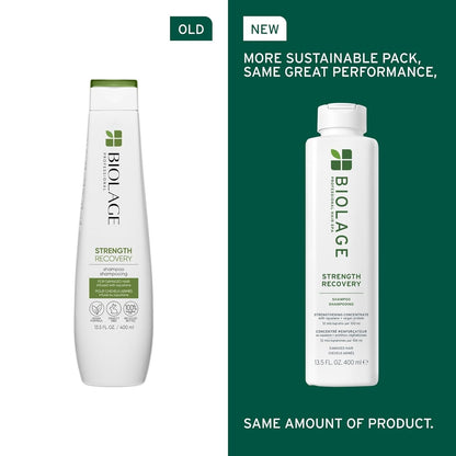 Biolage Strength Recovery Shampoo - Reduces Breakage & Detangles, for Damaged Hair, with Olive Squalane & Vegan Proteins, Paraben & Mineral Oil - Free, Packaging May Vary - WORLD TIME VISITS