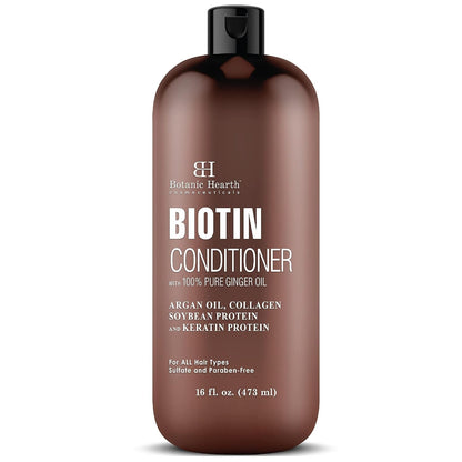 Biotin Conditioner with Ginger Oil & Keratin | for Hair Growth |With Turmeric Extract, Argan Oil, Tea Tree Oil & Vitamin E | Sulphate & Paraben Free | 16 Fl Oz - WORLD TIME VISITS