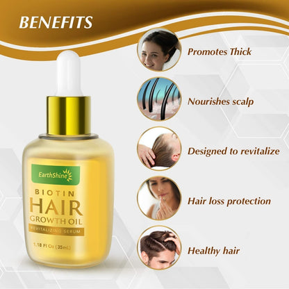 Biotin Serum: Hair Growth Oil for Thicker, Stronger Hair - Prevents Loss for Men & Women, 1.18 Oz (35 Ml)